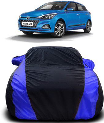 Elegance Car Cover For Hyundai Elite i20 (With Mirror Pockets)(Black, Blue)