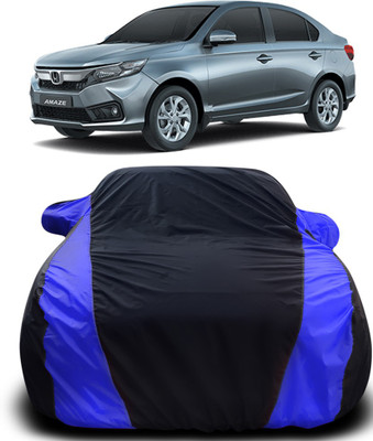 APNEK Car Cover For Honda Amaze (With Mirror Pockets)(Black, Blue)
