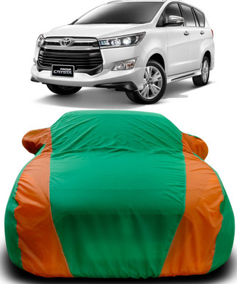 APNEK Car Cover For Toyota Innova Crysta (With Mirror Pockets)(Green, Orange)