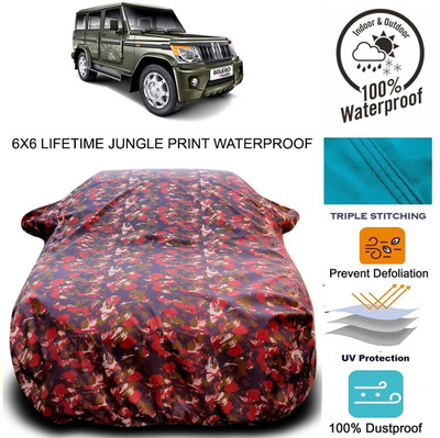 THE REAL ARV Car Cover For Mahindra Bolero (With Mirror Pockets)(Red, Green)