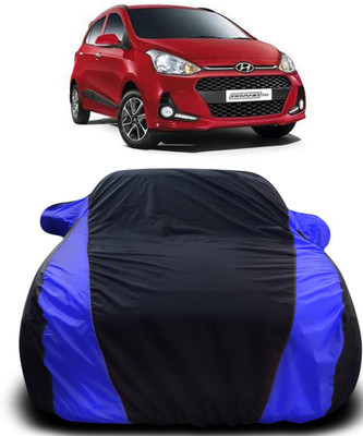 APNEK Car Cover For Hyundai Grand i10 (With Mirror Pockets)(Black, Blue)