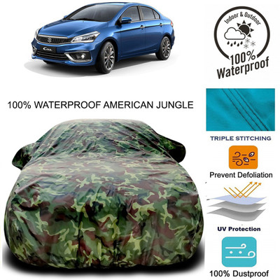 THE REAL ARV Car Cover For Maruti Suzuki Ciaz (With Mirror Pockets)(Brown, Green)