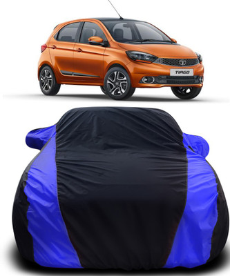 APNEK Car Cover For Tata Tiago (With Mirror Pockets)(Black, Blue)