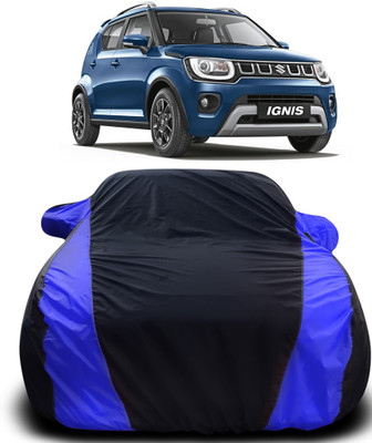 APNEK Car Cover For Maruti Suzuki Ignis (With Mirror Pockets)(Black, Blue)