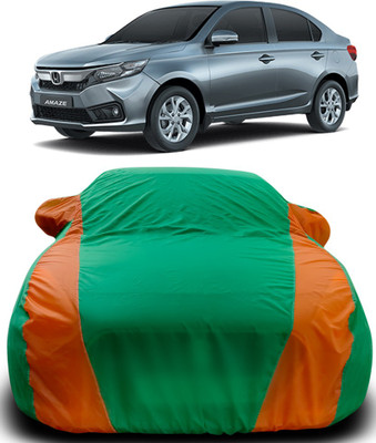 Yuniek Car Cover For Honda Amaze (With Mirror Pockets)(Green, Orange)