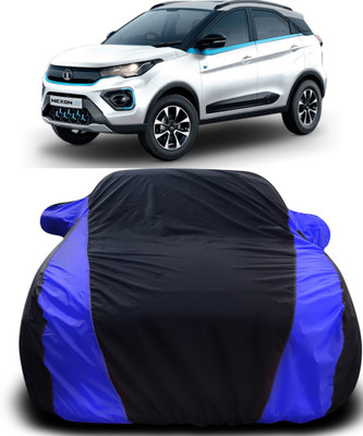 APNEK Car Cover For Tata Nexon (With Mirror Pockets)(Black, Blue)
