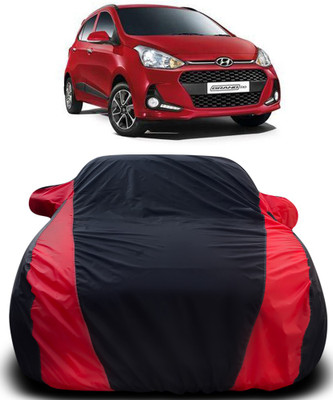 Gavya Car Cover For Hyundai Grand i10 (With Mirror Pockets)(Black, Red)