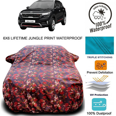 ProRox Car Cover For Kia SELTOS (With Mirror Pockets)(Red, Green)
