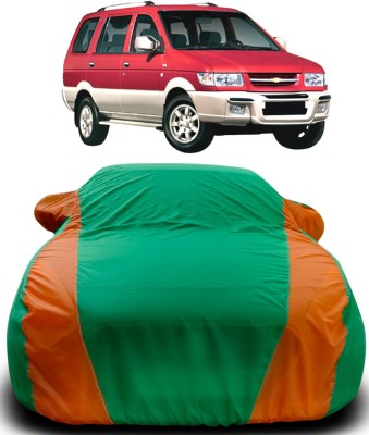 NUMBOR ONE Car Cover For Chevrolet Tavera (With Mirror Pockets)(Green, Orange)