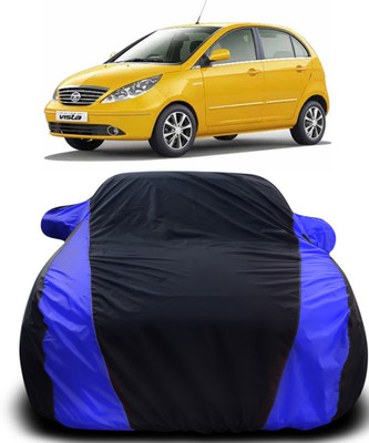 APNEK Car Cover For Tata Indica Vista (With Mirror Pockets)(Black, Blue)