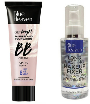 BLUE HEAVEN FAIRNESS AND FOUNDATION BB CREAM , LONG LASTING MAKEUP FIXER(2 Items in the set)