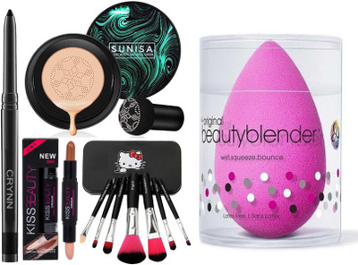 URBEN QUEEN 1 Kajal , 1 Puff , 7 Brush , 1 Contour Stick , 1 Foundation(11 Items in the set)