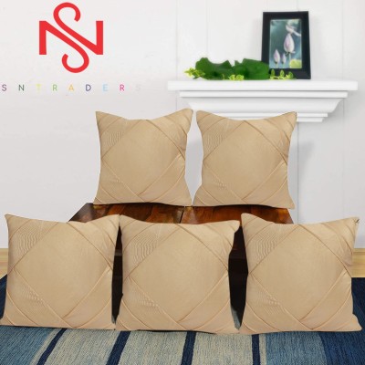 S N TRADERS Silk Cushions Cover(Pack of 5, 40 cm*40 cm, Beige)