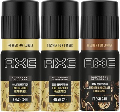 AXE Dark Temptation & Gold Temptation Deodorant, 150ml Pack of 3 Deodorant for men Deodorant Spray  -  For Men(450 ml, Pack of 3)