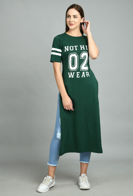 AAYU Women T Shirt Green Maxi/Full Length Dress
