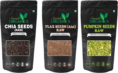 Namah Organics raw chia Seeds, flax Seeds,pumpkin Seeds- 200grms each Combo Chia Seeds, Brown Flax Seeds, Pumpkin Seeds(600 g, Pack of 3)