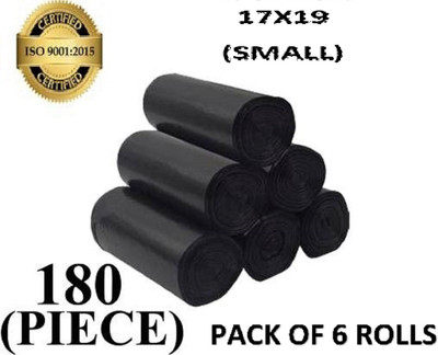 SIDDHI FLEXI PACK BIODEGRADABLE DUSTBIN BAG ROLL SIZE -17*19[6 ROLL] Small 10L L Garbage Bag  Pack Of 180(180Bag )