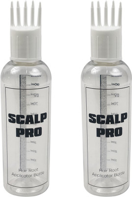 Scalp Pro Hair Root Applicator Bottle with Comb Cap for Applying Hair Oil, Shampoo and Medicines - Pack of 02