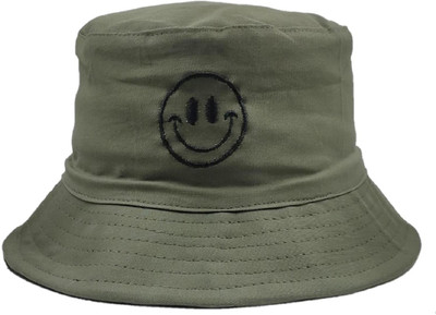 ZACHARIAS Fishermen Bucket Smiley Reversible Cap Hat(Green, Pack of 1)