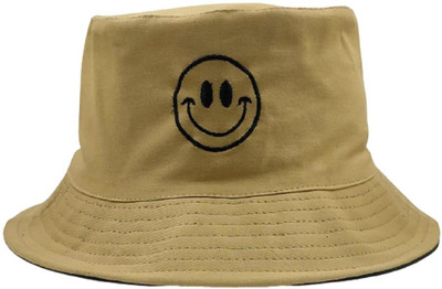 ZACHARIAS Fishermen Bucket Smiley Reversible Cap Hat(Beige, Pack of 1)