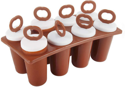 PGK TRADERS Ice Candy Maker Kulfi Maker Moulds Set With 8 Cups Multicolor Plastic Ice Cube Tray(Pack of1)