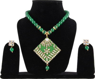 Darsha Collections Alloy Gold-plated Green Jewellery Set(Pack of 1)