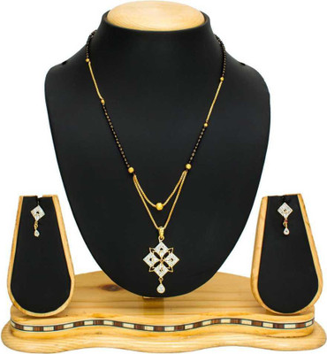 Pihoo Enterprise Alloy Gold-plated Gold, White, Black Jewellery Set(Pack of 1)
