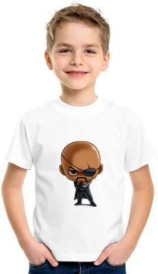 Shubham designer gallery Boys & Girls Printed Cotton Blend Regular T Shirt(White, Pack of 1)