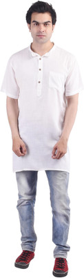 you shop we ship Men Solid Straight Kurta(White)