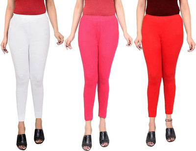 Swastik Stuffs Ankle Length  Ethnic Wear Legging(White, Pink, Red, Solid)