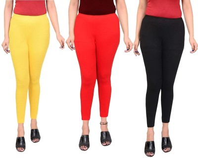 Swastik Stuffs Ankle Length  Ethnic Wear Legging(Yellow, Red, Black, Solid)