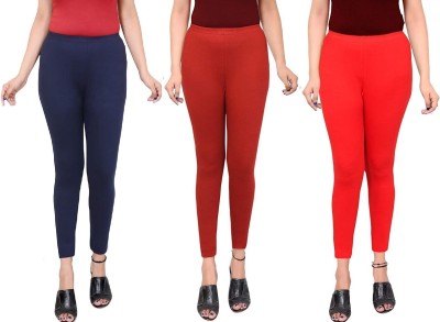 Swastik Stuffs Ankle Length  Ethnic Wear Legging(Dark Blue, Maroon, Red, Solid)