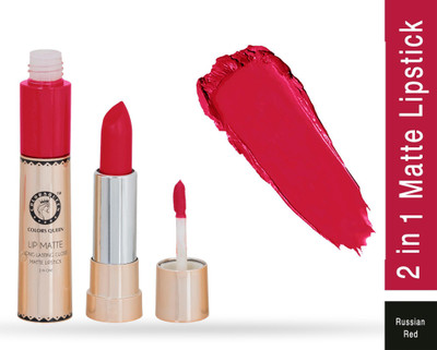 COLORS QUEEN Lip Matte 2in1 Long Lipstick (Best Red, 13 ml)(goldan, 13 ml)