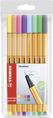 Stabilo point 88 Pastel Colours - Fineliner Pen - 88/8-01(Set of 8, Multicolor)