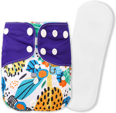 GUCHIGU Pack of 1 Cloth Diaper with 1 Insert Pad Washable Reusable Adjustable Sizes