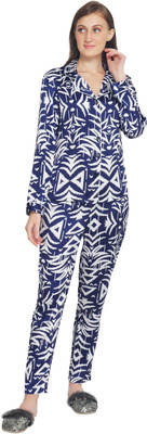 TSM Women Printed Blue Shirt & Pyjama set