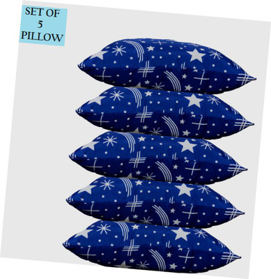 GKM Microfibre Polka Sleeping Pillow Pack of 5(Blue)