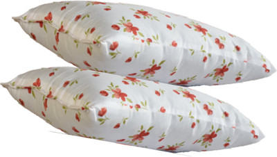 GKM Microfibre Floral Sleeping Pillow Pack of 2(White)
