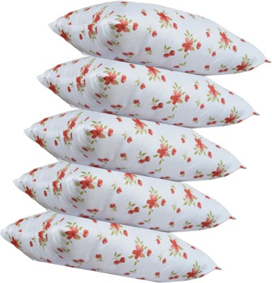 GKM Microfibre Floral Sleeping Pillow Pack of 5(White)