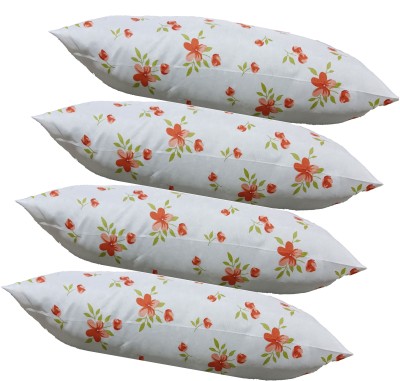 GKM Microfibre Floral Sleeping Pillow Pack of 4(White)