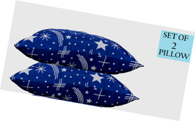 GKM Microfibre Polka Sleeping Pillow Pack of 2(Blue)