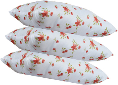 GKM Microfibre Floral Sleeping Pillow Pack of 3(White)