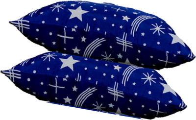 Swikon star Microfibre Polka Sleeping Pillow Pack of 2(Blue)