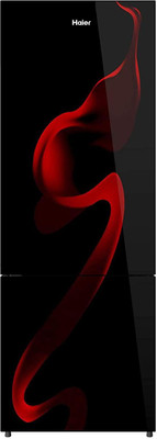 Haier 256 L Frost Free Double Door Bottom Mount 3 Star Refrigerator (Spiral Black Glass, HRB-2764PSG-E)