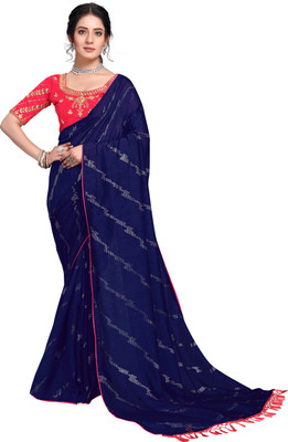 RekhaManiyar Embroidered Bollywood Silk Blend, Art Silk Saree(Blue)