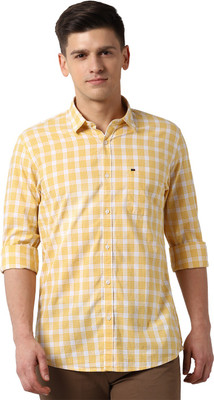 peter-england-men-checkered-casual-yellow-shirt-1