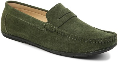 LOUIS STITCH Seaweed Green Men's Suede Leather Loafer Slip ons Moccasins Casual Loafers Loafers For Men(Green)
