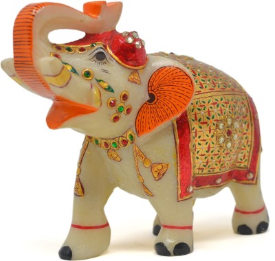 Armaan Amaara Marble Elephant Full Gold Painted Trunk Up Decorative Showpiece  -  17 cm(Marble, Multicolor)