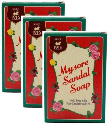 MYSORE SANDAL Soap Pure Sandalwood Oil 75gm Pack Of 3(3 x 75 g)