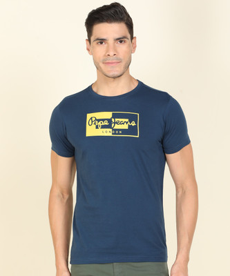 Pepe Jeans Printed Men Round Neck Blue T-Shirt